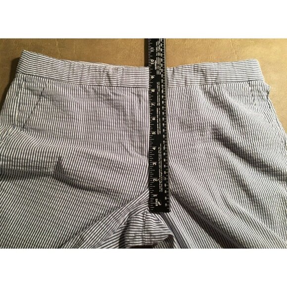 J. CREW Seersucker Slim Garden Ankle Pants, Blue/White stripes; NWOT, Size 8 - Picture 8 of 10